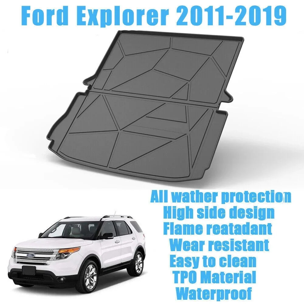 TPO Custom Trunk Liner Cargo Mats for Ford Explorer 2011-2019 Waterproof Non 7-seats Models