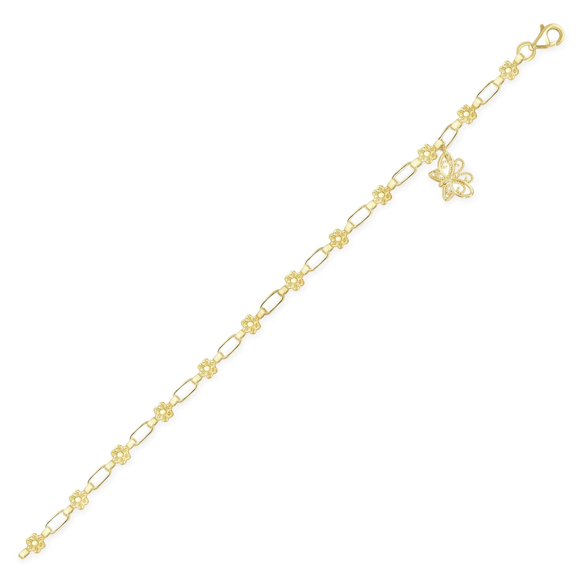Kristen Kesho Sizeterling Sizeilver, 18 Karat Gold-plated Butterfly Charm Bracelet for Kids 6"