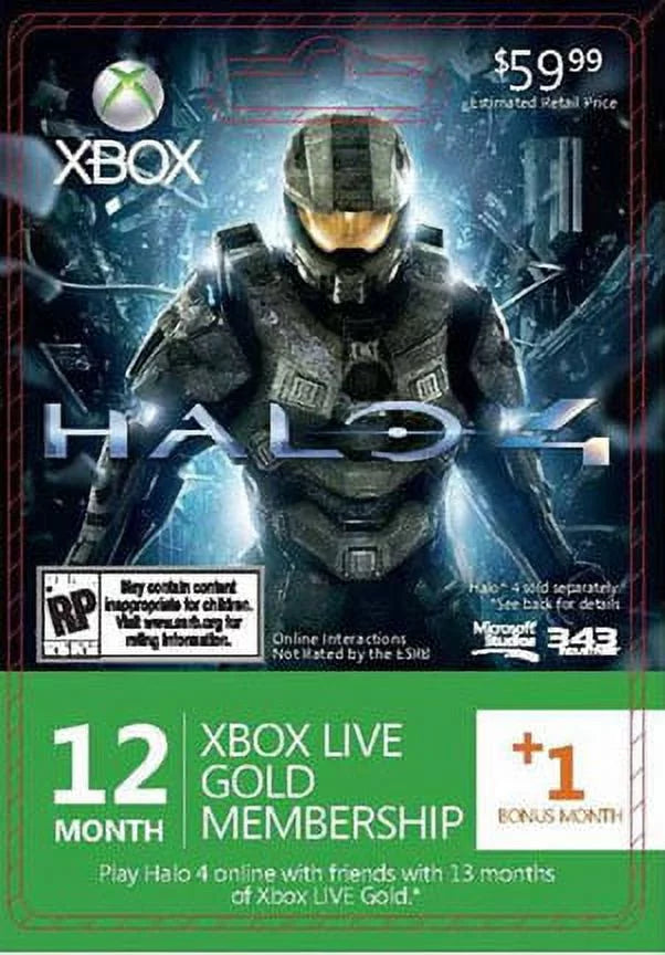 Halo 4 12 +1 Xbox Live Gold Membership Card (Xbox 360)