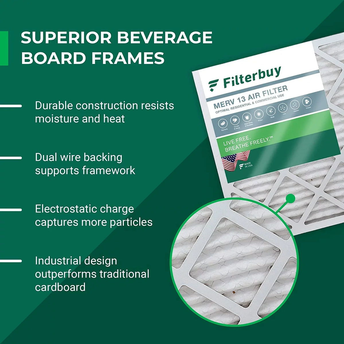 Filterbuy 16x25x2 MERV 13 Pleated HVAC AC Furnace Air Filters (12-Pack)