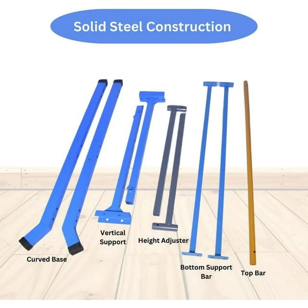 Adjustable Kids Gymnastics Kip Bar, 3-5 FT Height, Robust Legs, Blue - Junior Home Training Equipment