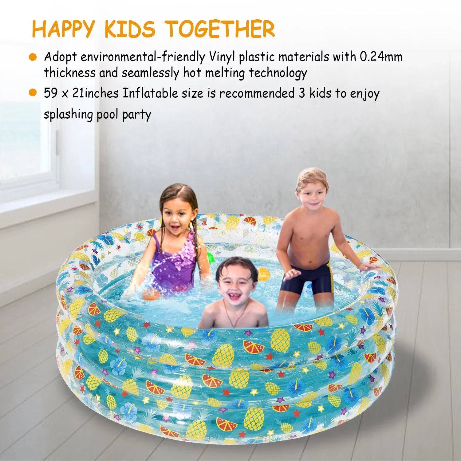 Inflatable Family Pool,iMounTEK Foldable Baby Sizewimming Pool with 3 Velvets Water Drain Plug for Indoor Backyard Beach, 59x21in