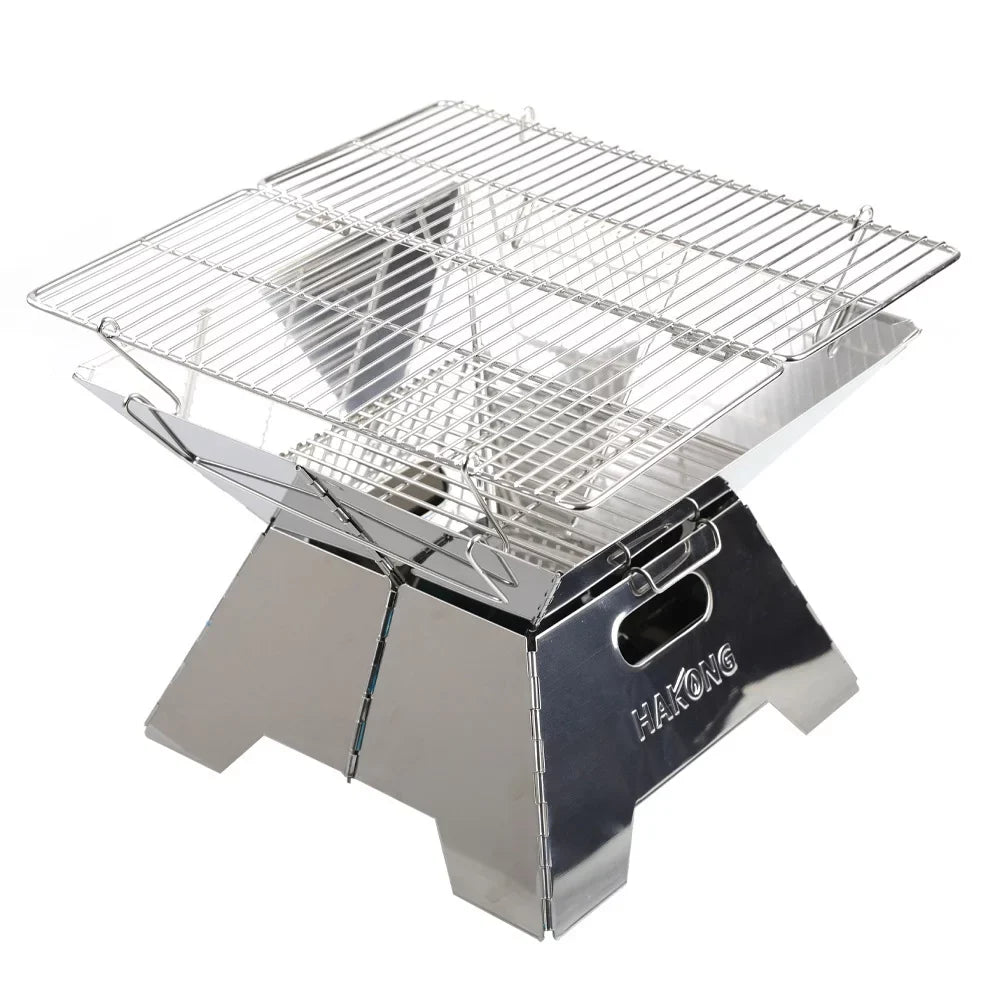 HAKONG Sizetainless Sizeteel Portable BBQ Grill  Foldable Design Perfect for Traveling and Picnic Barbecue