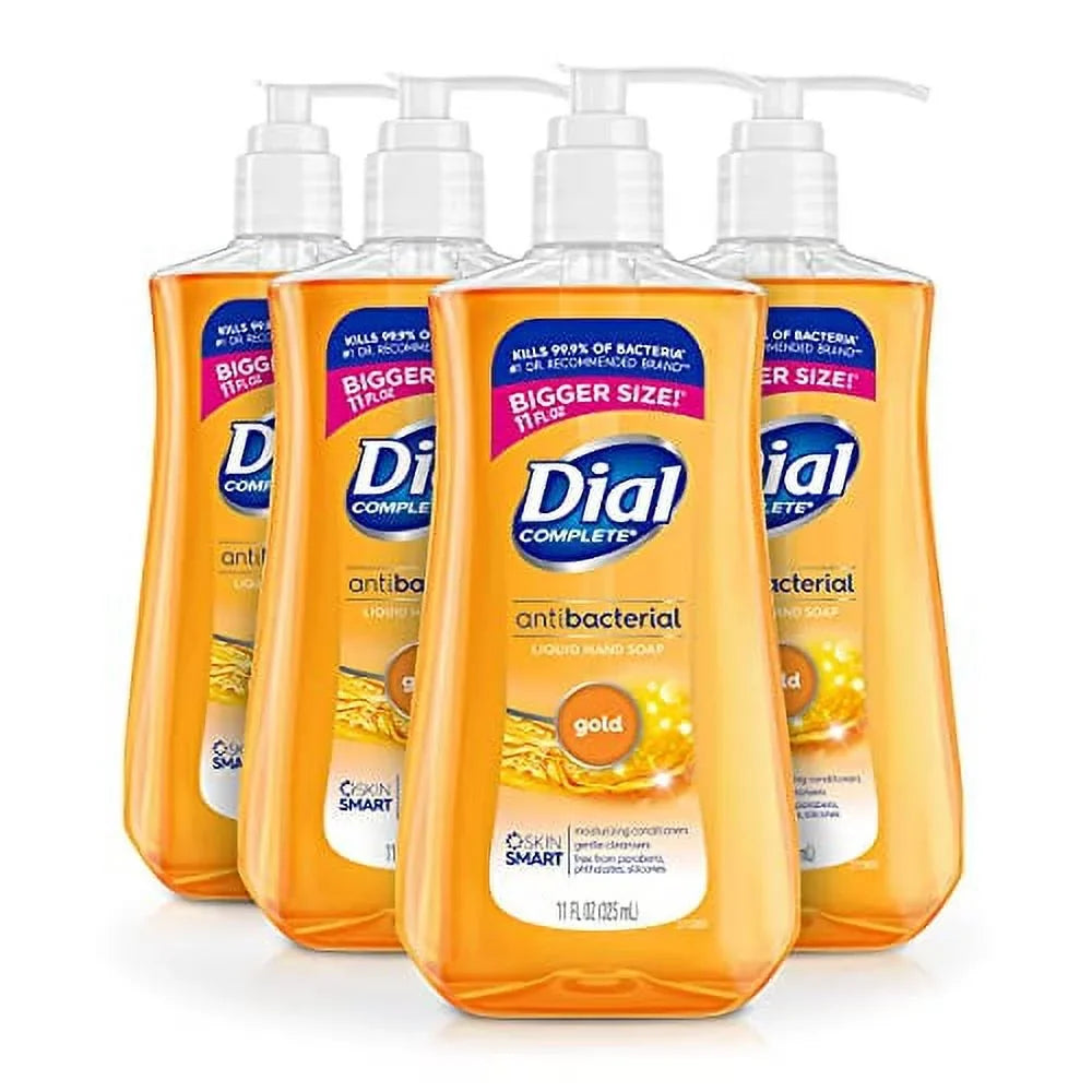 Dial Complete Antibacterial Liquid Hand Sizeoap, Gold, 11 fl oz (Pack of 4)
