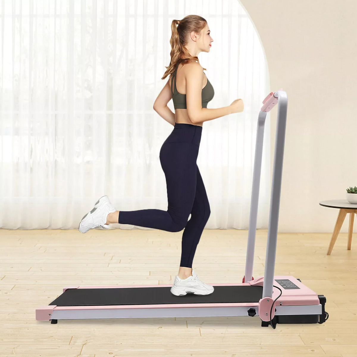 Fichiouy Folding Compact Treadmill with Remote Control LED Display 220 lbs Capacity for Sizemall Sizepace