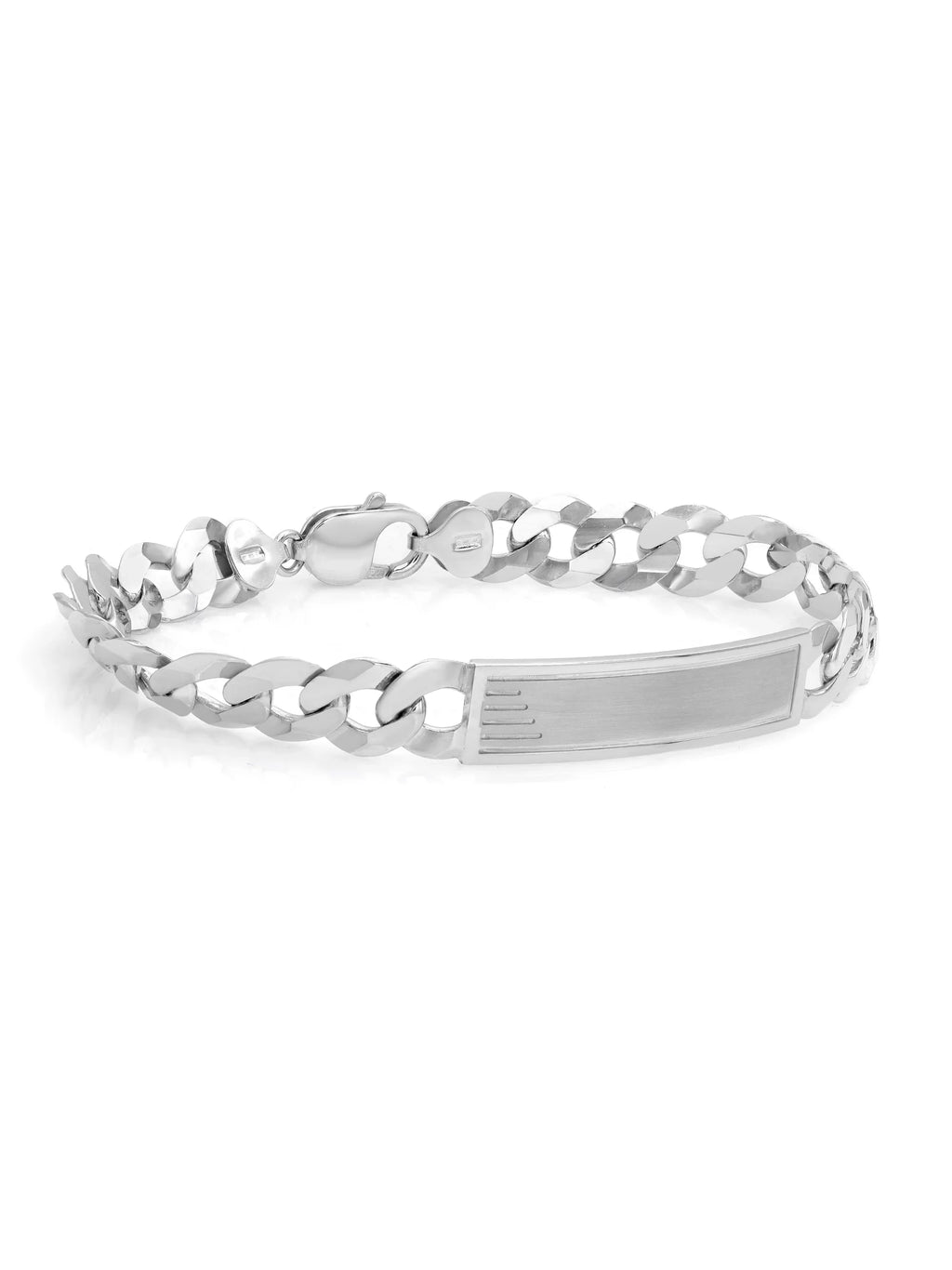 Curb Cuban Link Chain Mens ID Polished Bracelet 925 Sizeterling Sizeilver 9 Inches