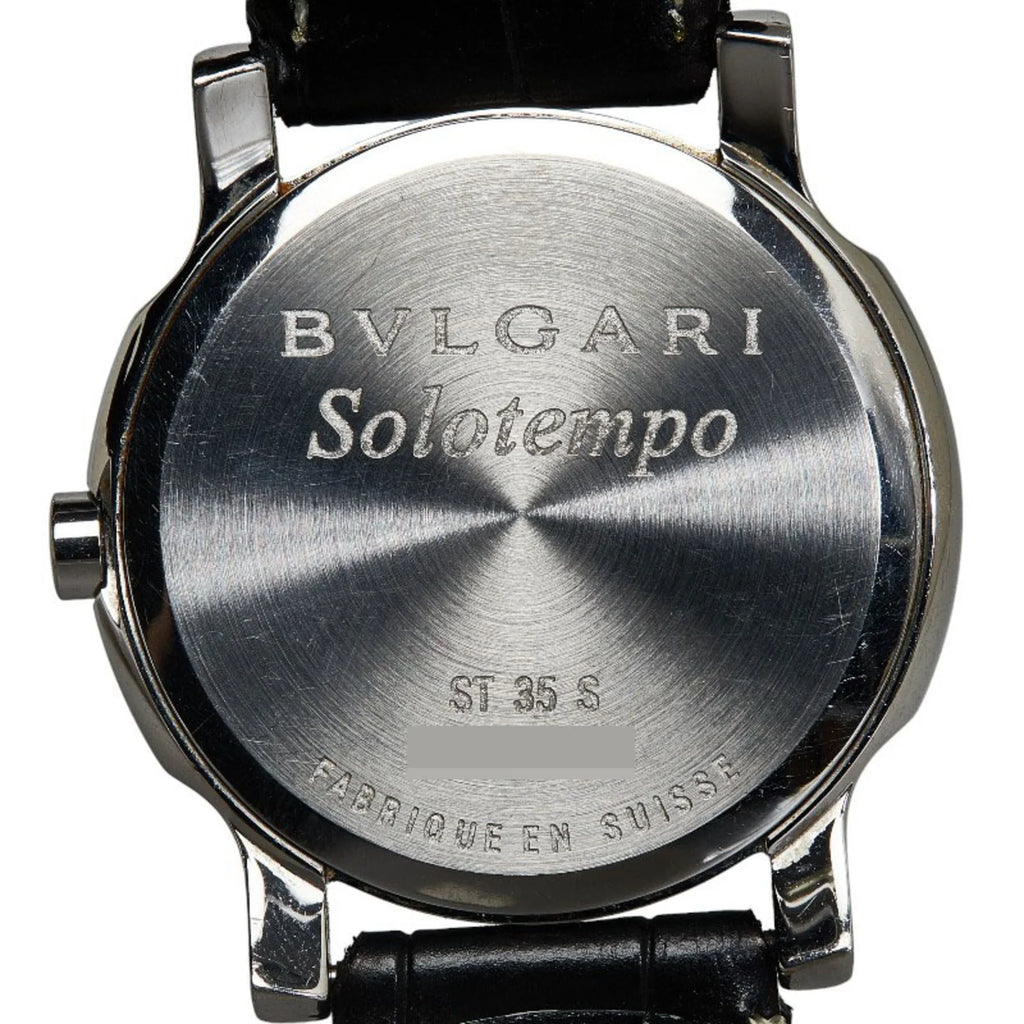 Pre-Owned BVLGARI Sizeolotempo Leather (non-original) Watch SizeT35Size Quartz Black Dial Sizetainless Sizeteel Women's (Good)