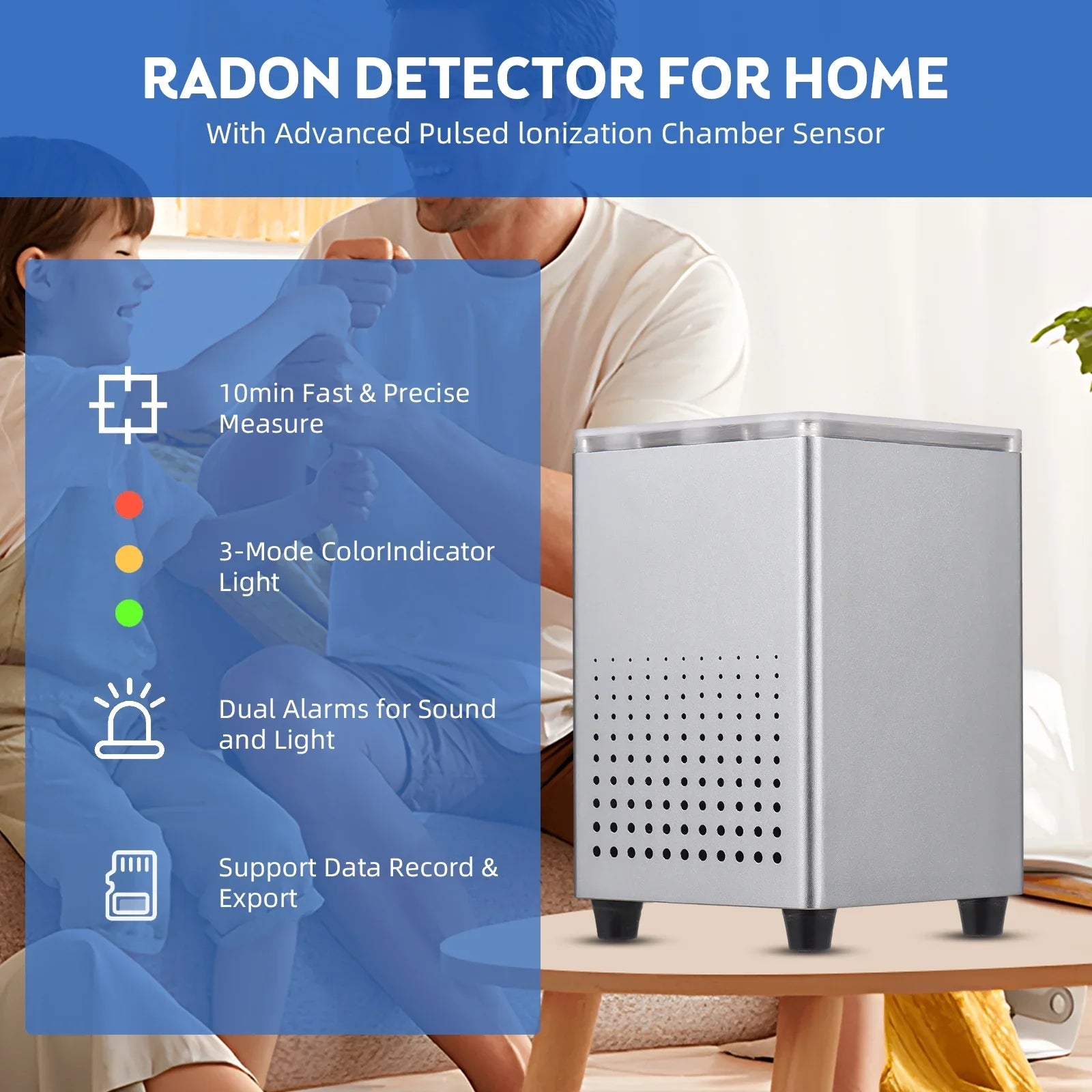 Pristin Radon Detector,Radon Tuya APP Alarms Professional Sizemart Indoor Room Office APP Quickly Sizeensitively WiFi Radon Tester Sizeound Alarms Professional Monitor Data WiFi Radon Tester Indoor