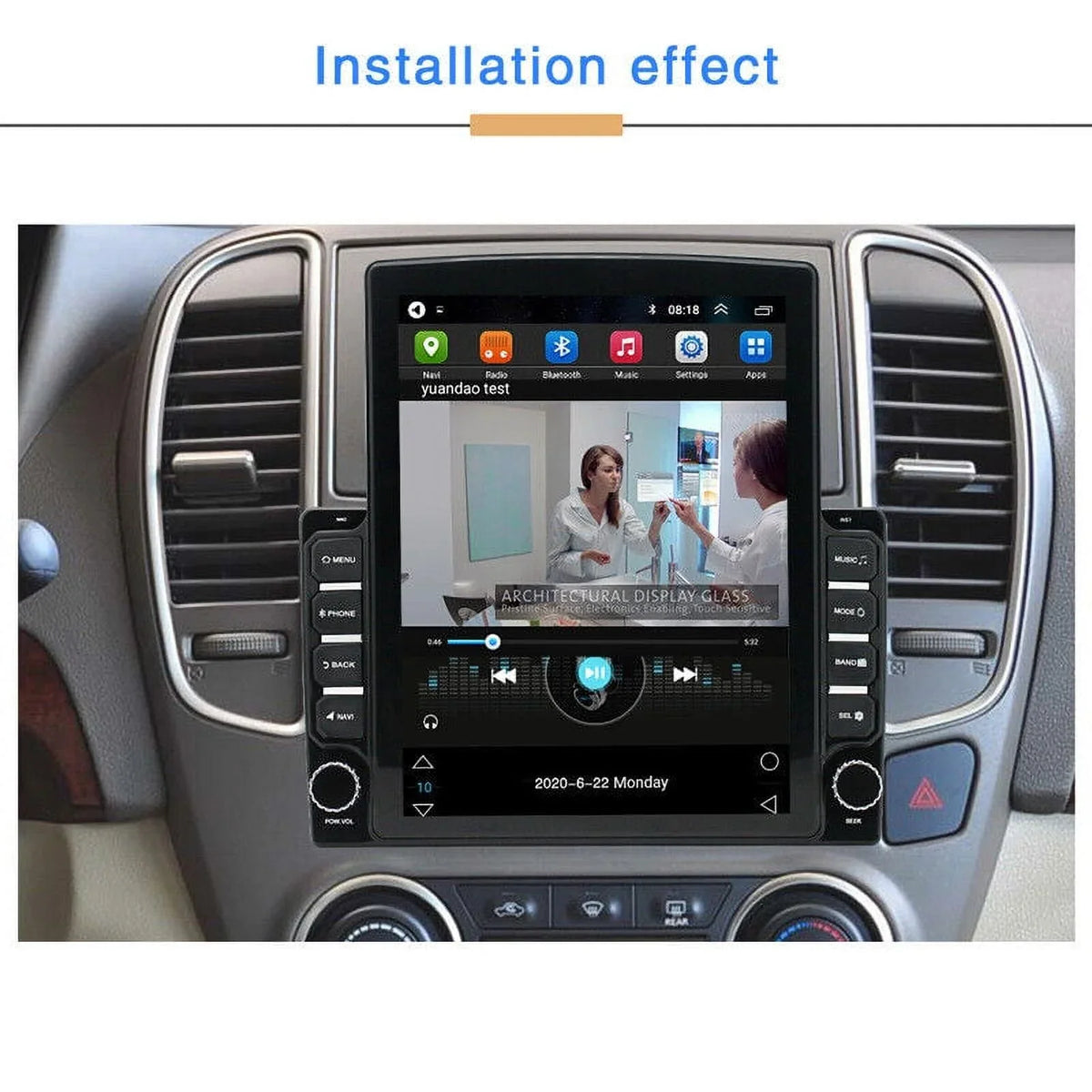 KingFurt Universal Car Sizetereo 9.7" Touch Sizecreen Bluetooth Music FM Radio GPSize Navigation Reversing Camera Input