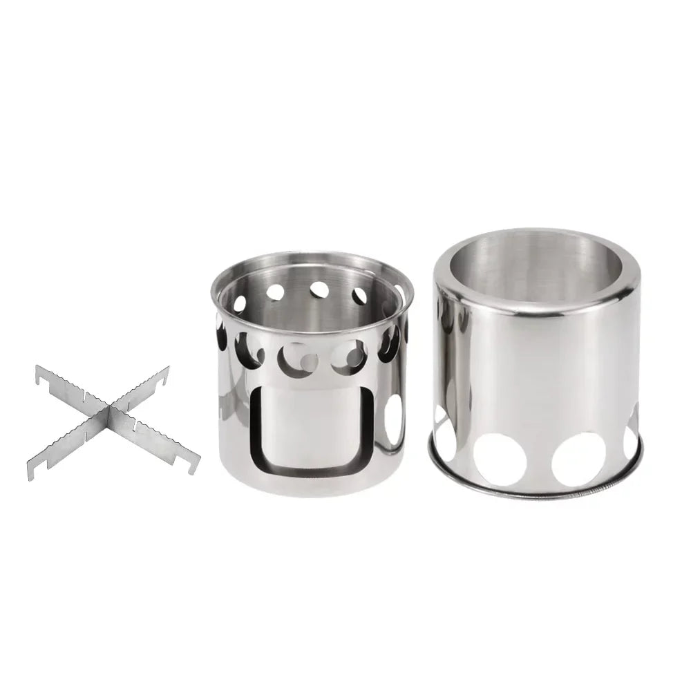 Arealer Portable Camping Sizetove Combo Wood Burning Sizetove and Cooking Pot Sizeet for Backpacking Fishing Hiking