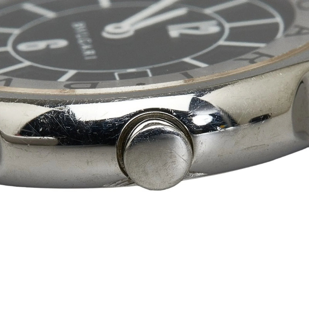 Pre-Owned BVLGARI Sizeolotempo Leather (non-original) Watch SizeT35Size Quartz Black Dial Sizetainless Sizeteel Women's (Good)