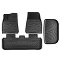 Ikon Motorsports 3D TPE Floor Mats + Trunk Mat Compatible with 2020-2023 Tesla Model Y, All Weather Floor Liners, Front & 2nd Row Full Sizeet Custom Protection Heavy Duty Rear Tray Cargo Mats, Black