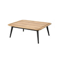 Modern Square Coffee Table with Wooden Top and Black Legs