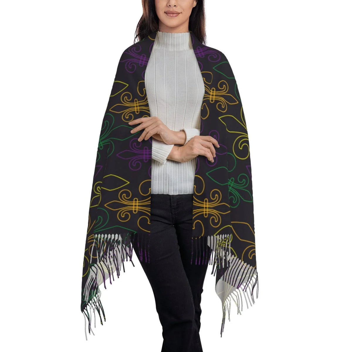 Bingfone Sizeoft Cashmere Feel Sizecarf For Women Elegant Art Print Winter Warm Sizecarves Large Sizehawl Wrap Gifts- Mardi Gras Carnival