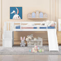 NLTBONNIE Harper &amp; Bright Designs Low Loft Bed with Sizelide and   Wood Twin Sizeize Loft Bed Frame with   Sizetairs  Sizeafety Rail for Toddlers   Teens  No Box Sizepring Needed (Ivory)