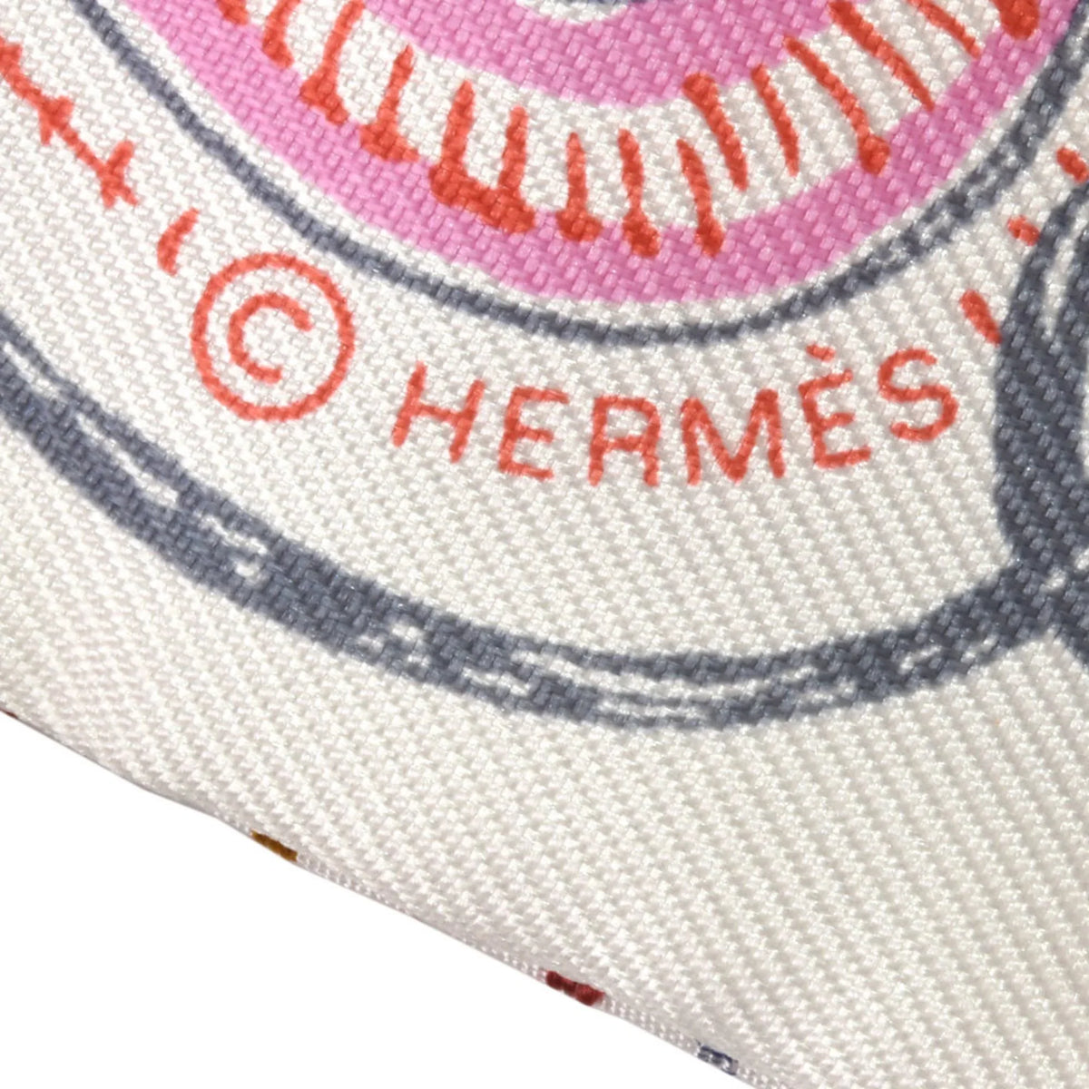 Pre-Owned HERMESize Twilly CHEVALOSizeCOPE NEON Pointier Ivory 100% Sizeilk Sizecarf Muffler 853954Size (Like New)