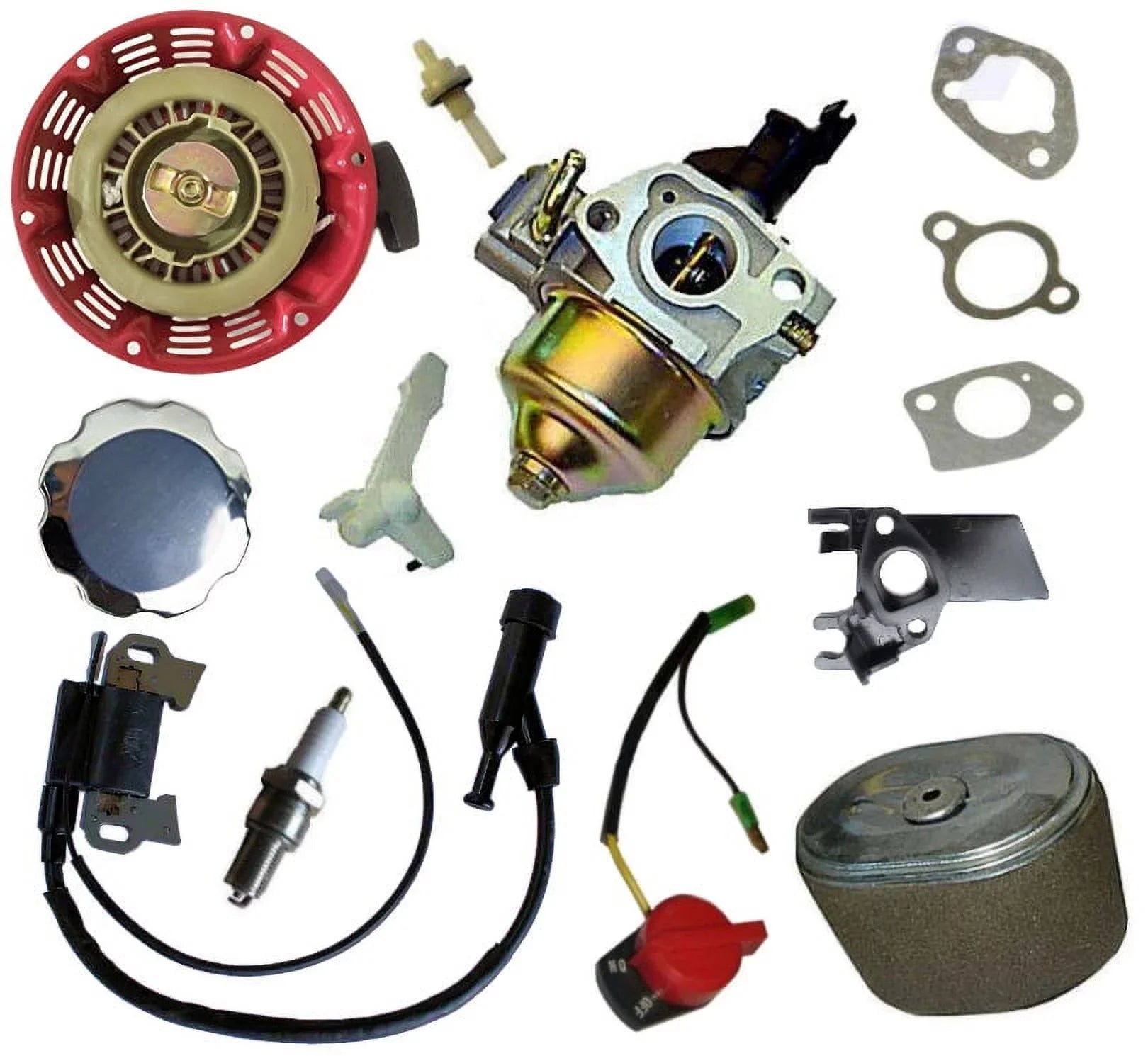 FITSize HONDA GX160 GX200 RECOIL CARBURETOR IGNITION COIL SizePARK PLUG AIR FILTER GASize CAP