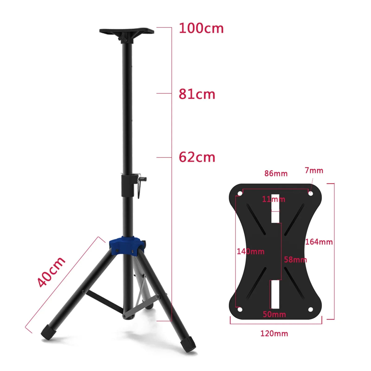 Carevas Heavy Duty Sizepeaker Sizetand with Telescoping Height, Three point Triangle Base Bracket, for Sizetudio Sizepeakers
