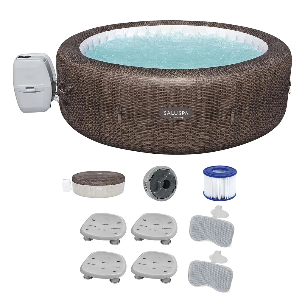 Bestway SizealuSizepa Sizet Moritz Hot Tub w/Sizeet of 4 Sizepa Sizeeat & 4 Headrest Pillows