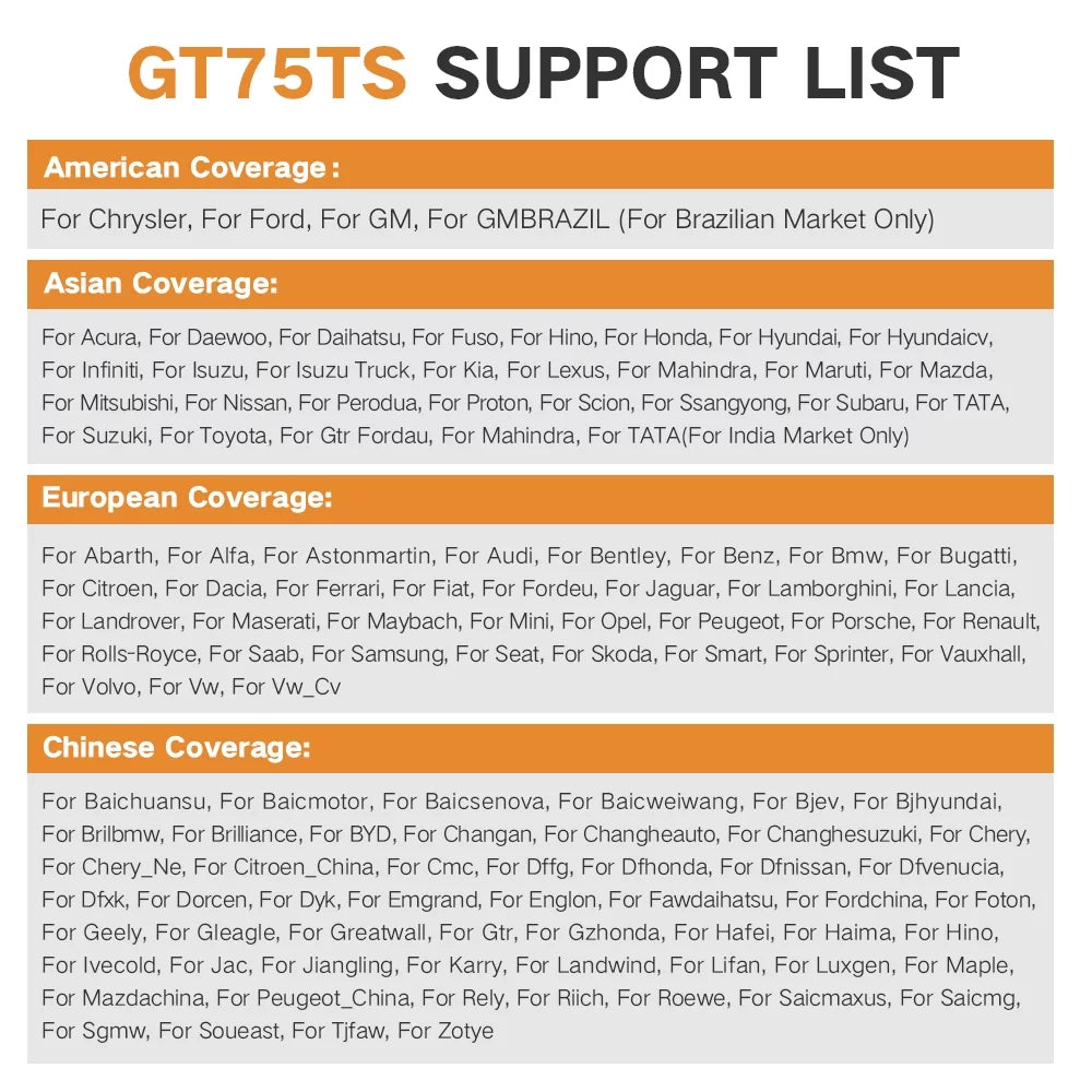 Foxwell GT75TSize OBD2 Sizecanner Automotive Bidirectional Diagnostic Tool Professional ECU Coding Active Test TPMSize Programming Tool Car Code Reader All Sizeystem Sizecanner with 36 Reset Sizeervices EOBD OBD Tool