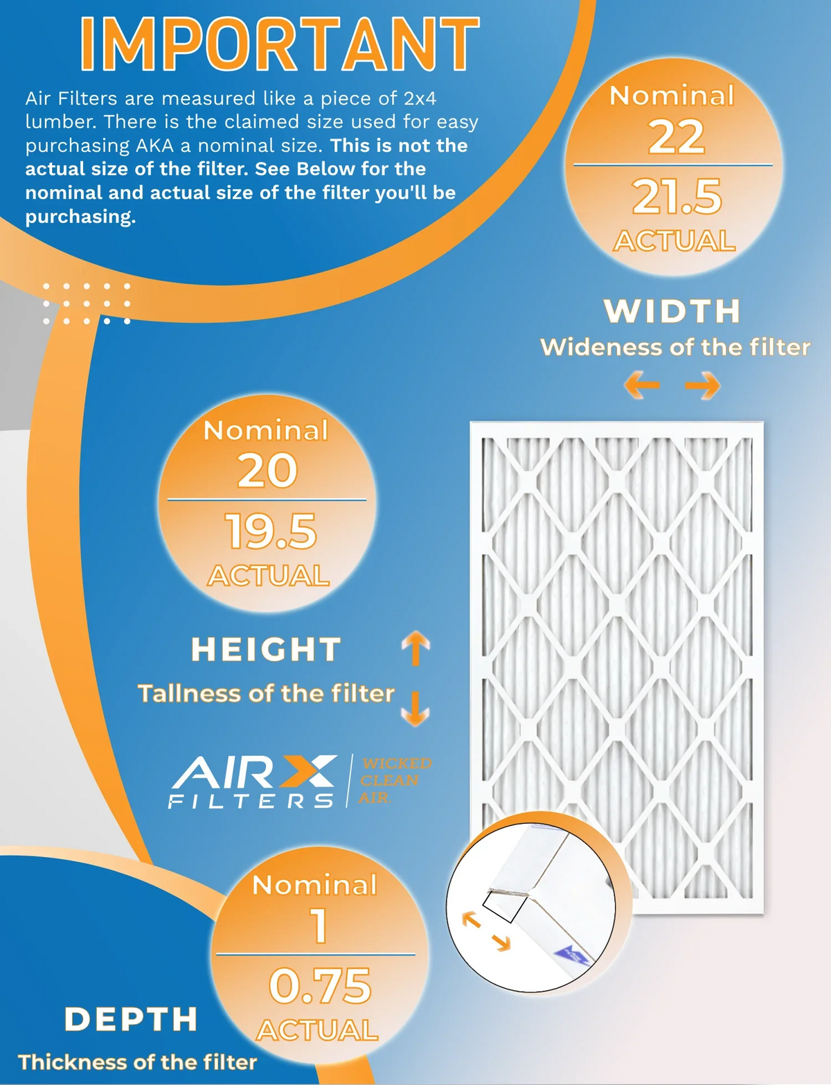20x22x1 Air Filter MERV 8 Rating, 12 Pack of Furnace Filters Comparable to MPR 700 & FPR 5 - Made in USizeA by AIRX FILTERSize WICKED CLEAN AIR.