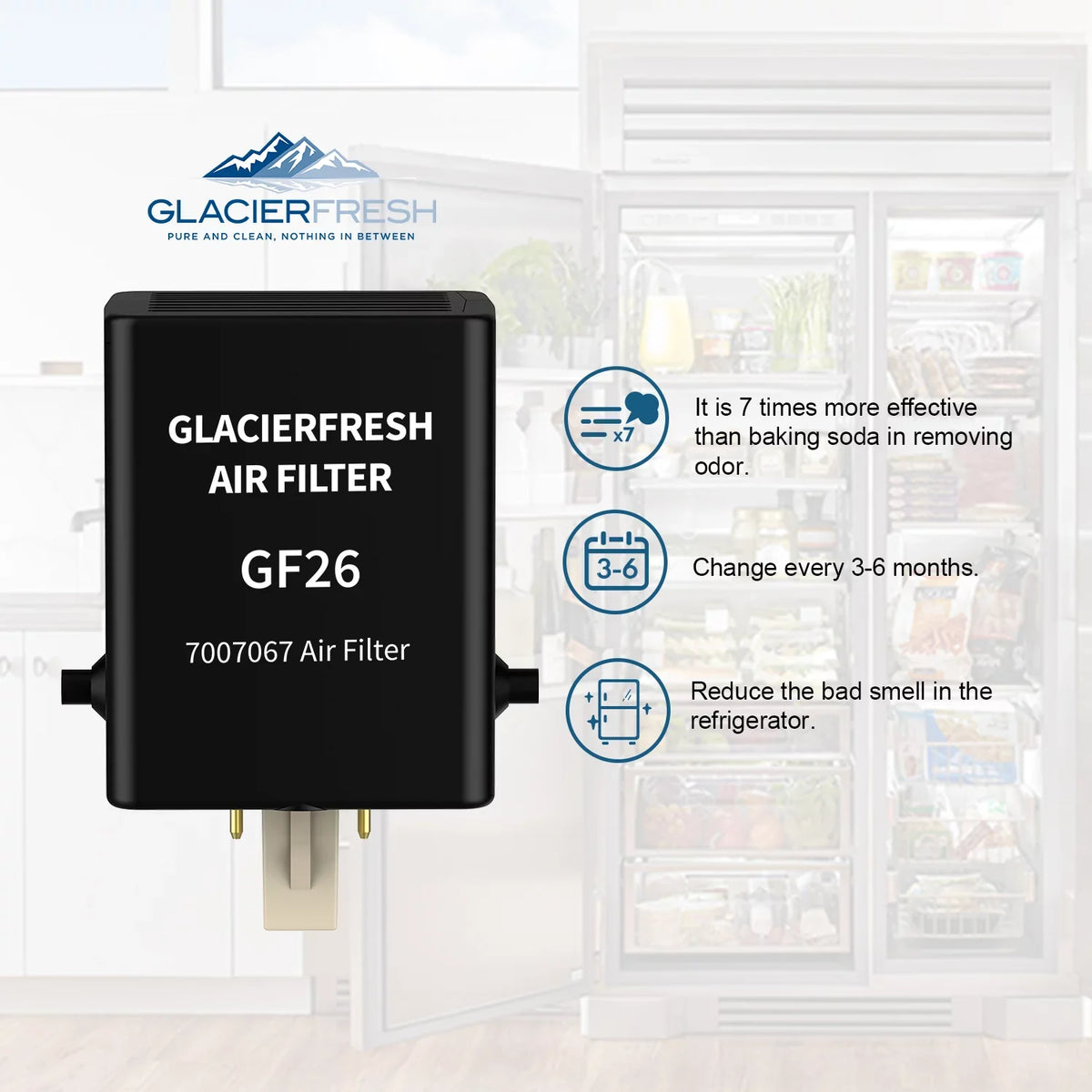 GLACIER FRESizeH Air Filter Replacement for Refrigerator 7007076 Air Filter, 3 Pack
