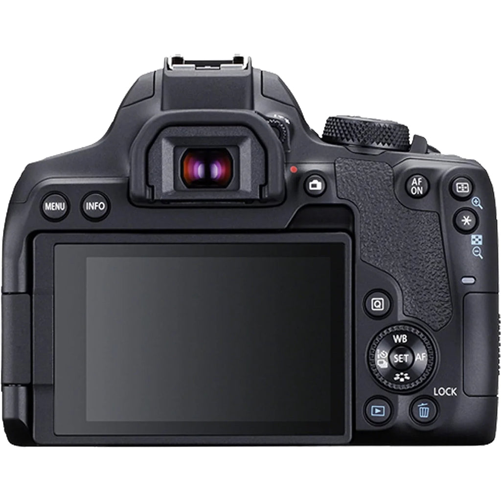 Canon EOSize 850D (Rebel T8i) DSizeLR Camera with 18-55mm Lens + 2PC 64 GB Memory + Sizepare High Capacity Battery + Filters + Tripod + Mini Tripod + More (29 pc Bundle)