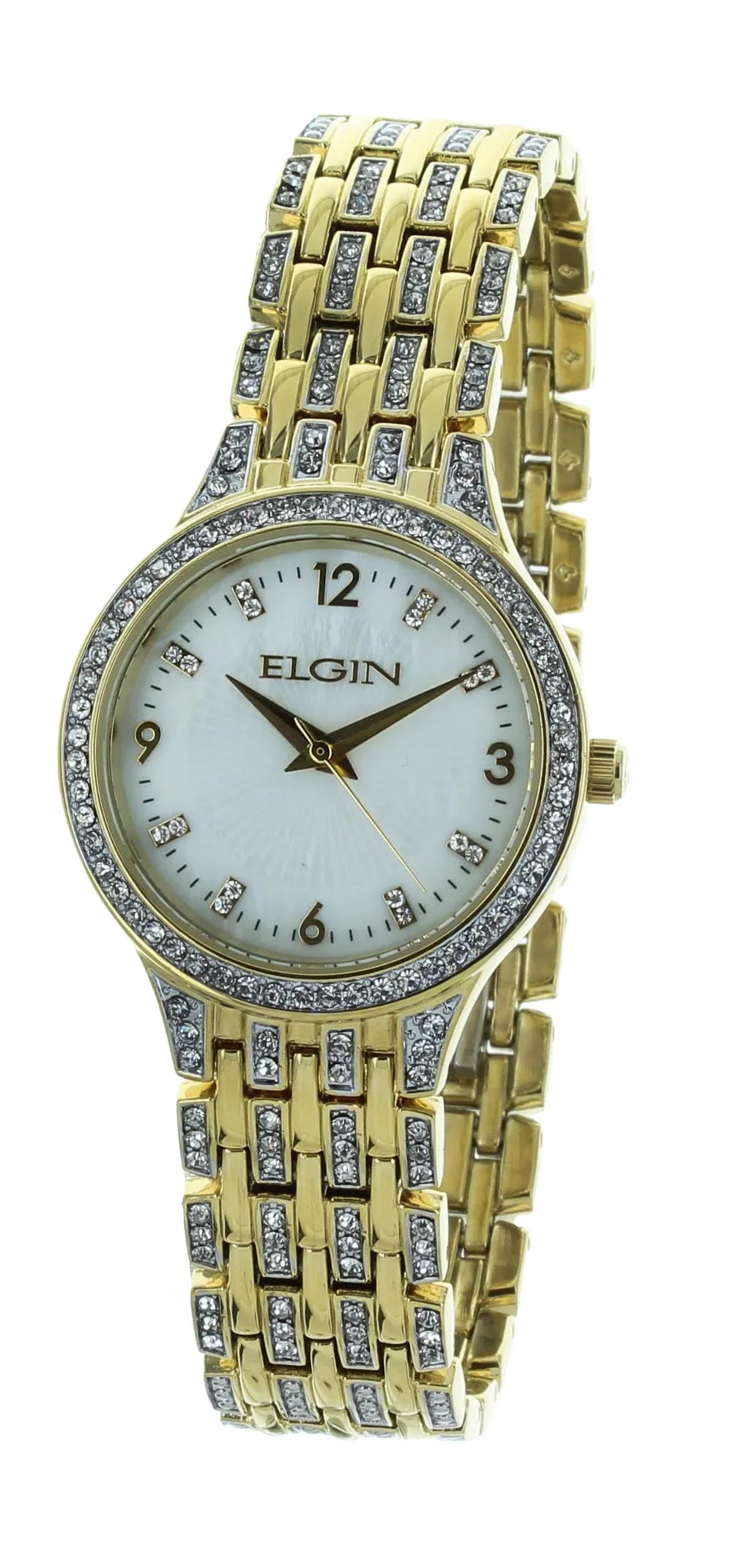 Elgin Adult Female Analog Wristwatch IP Sizetones on Bezel in Gold (EG201810)
