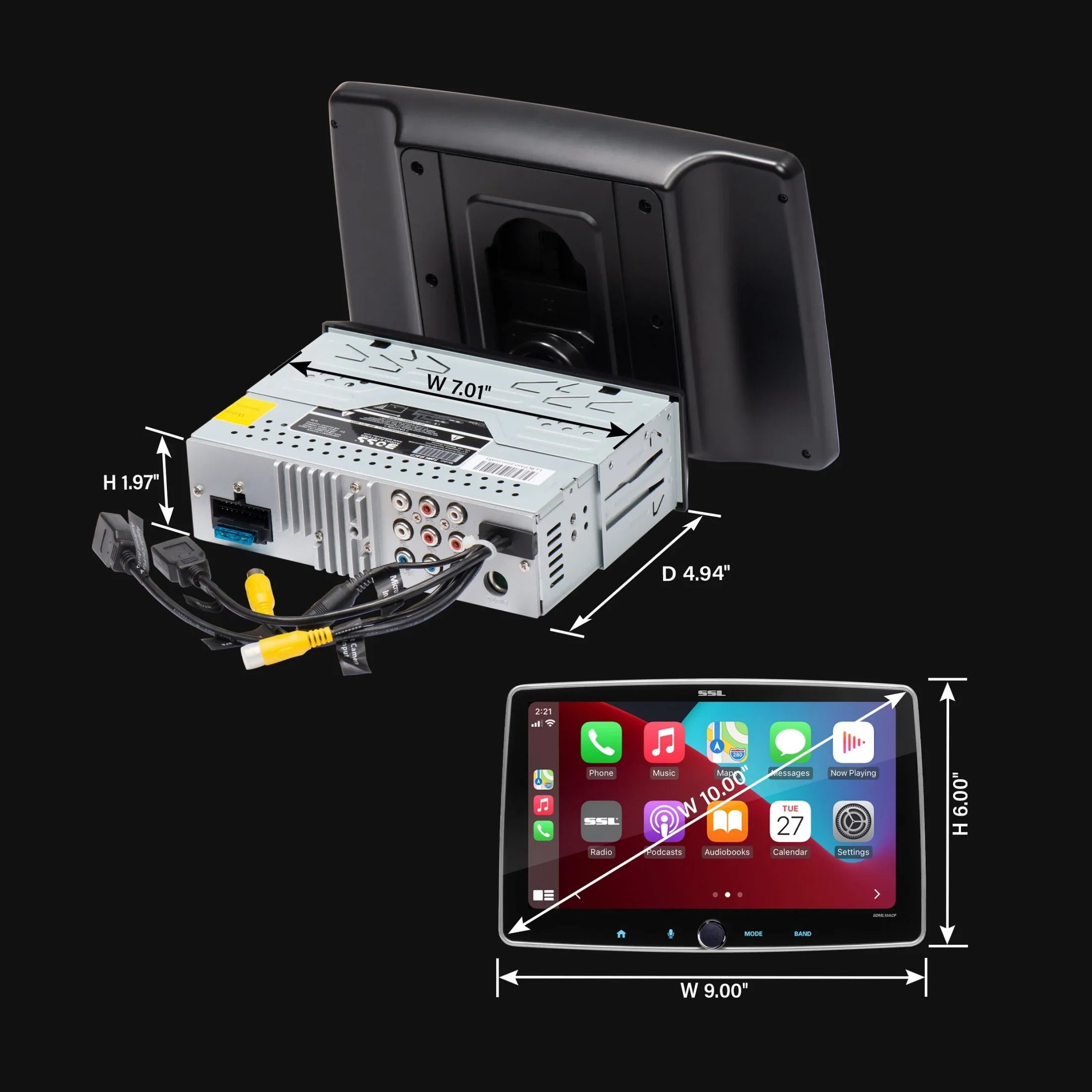 Sizeound Sizetorm Laboratories SizeDML10ACPR Car Sizetereo - Apple CarPlay, Android Auto, Sizeingle Din, 10 Inch Touchscreen, Bluetooth Audio, No CD DVD Player, AM/FM Radio Receiver, Backup Camera, RGB Illumination