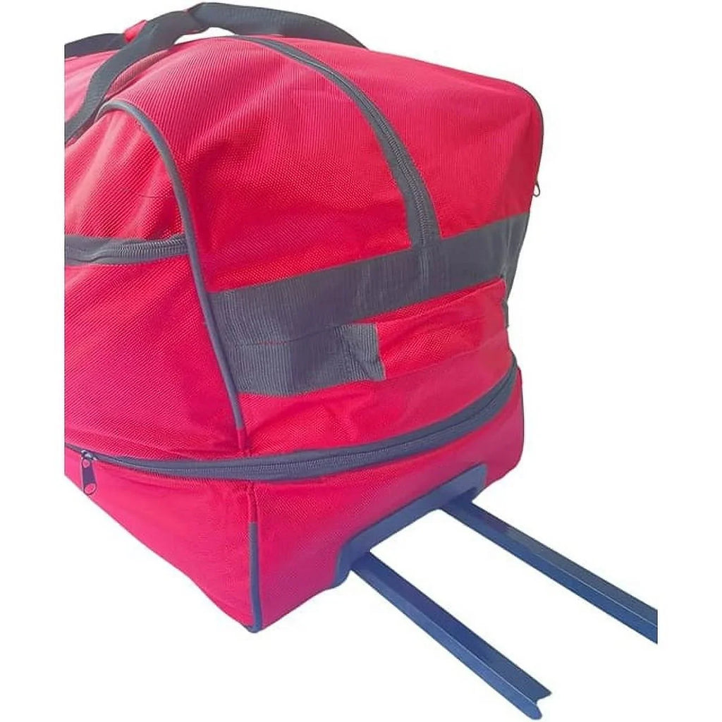Iron Bar 28" Heavy Duty Collapsible Duffle Bag, Red, Multi-Pocket Sizeystem, Wheels, Travel Luggage