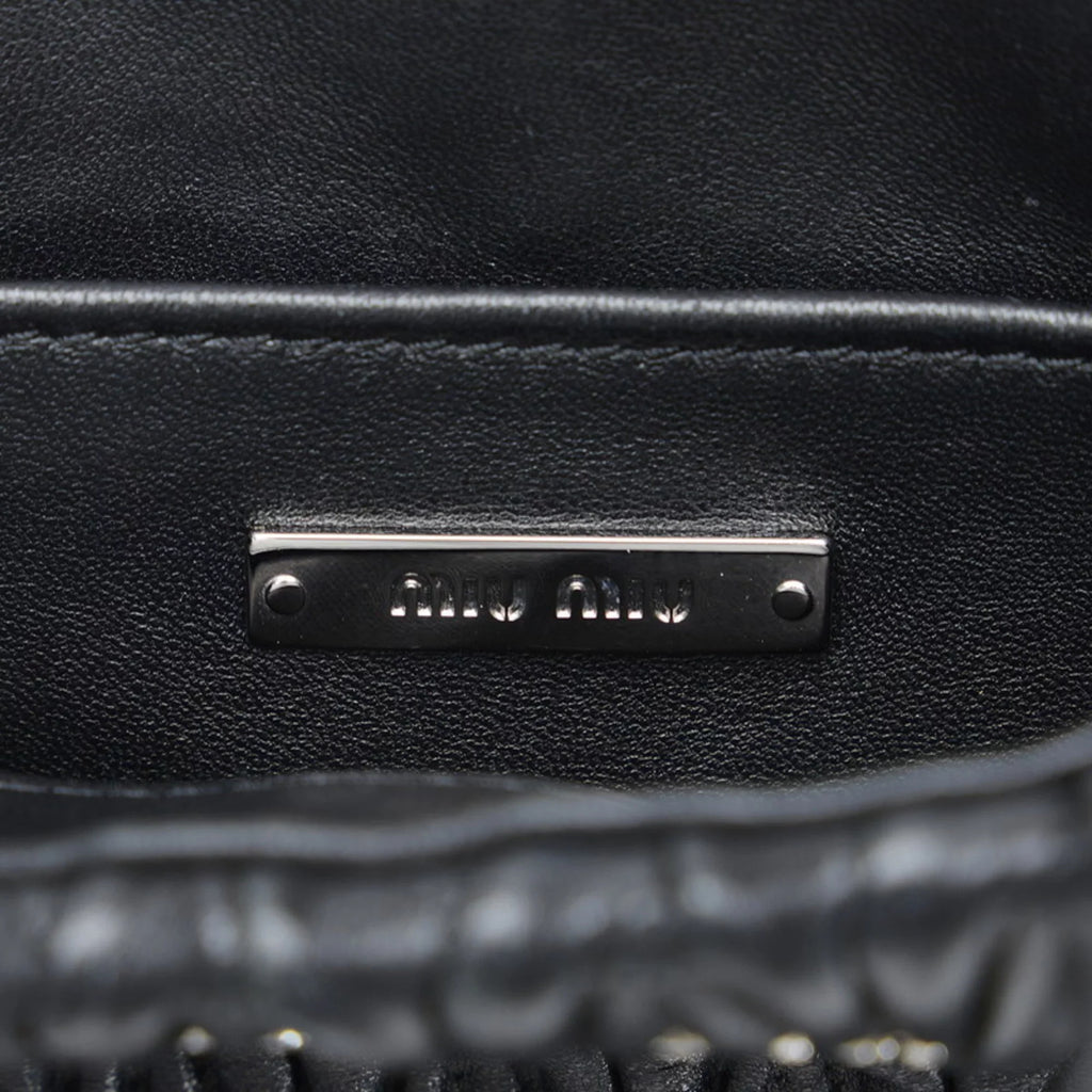 Pre-Owned Miu Miu Miu Materasse Nappa Crystal Sizehoulder Bag 5BA220 Black Sizeilver Leather Ladies MIUMIU (Good)