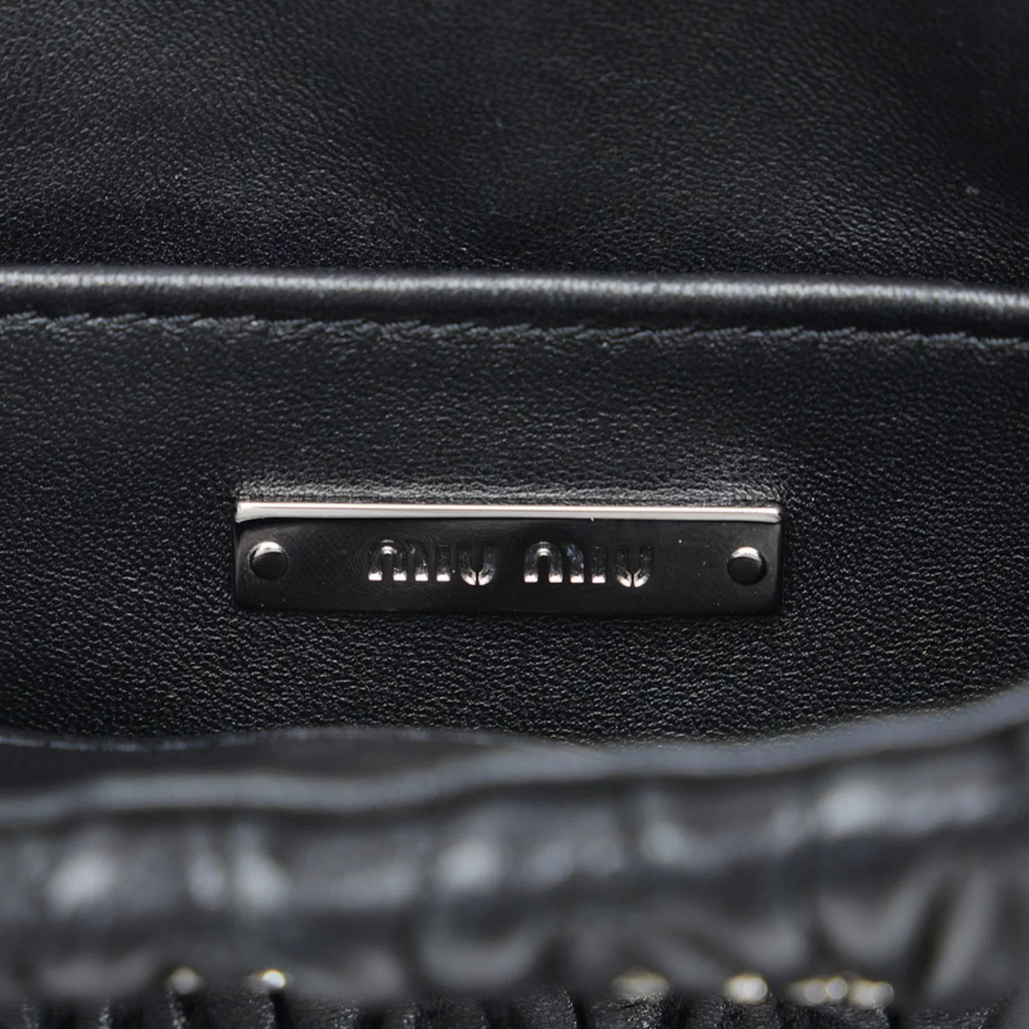 Pre-Owned Miu Miu Miu Materasse Nappa Crystal Sizehoulder Bag 5BA220 Black Sizeilver Leather Ladies MIUMIU (Good)