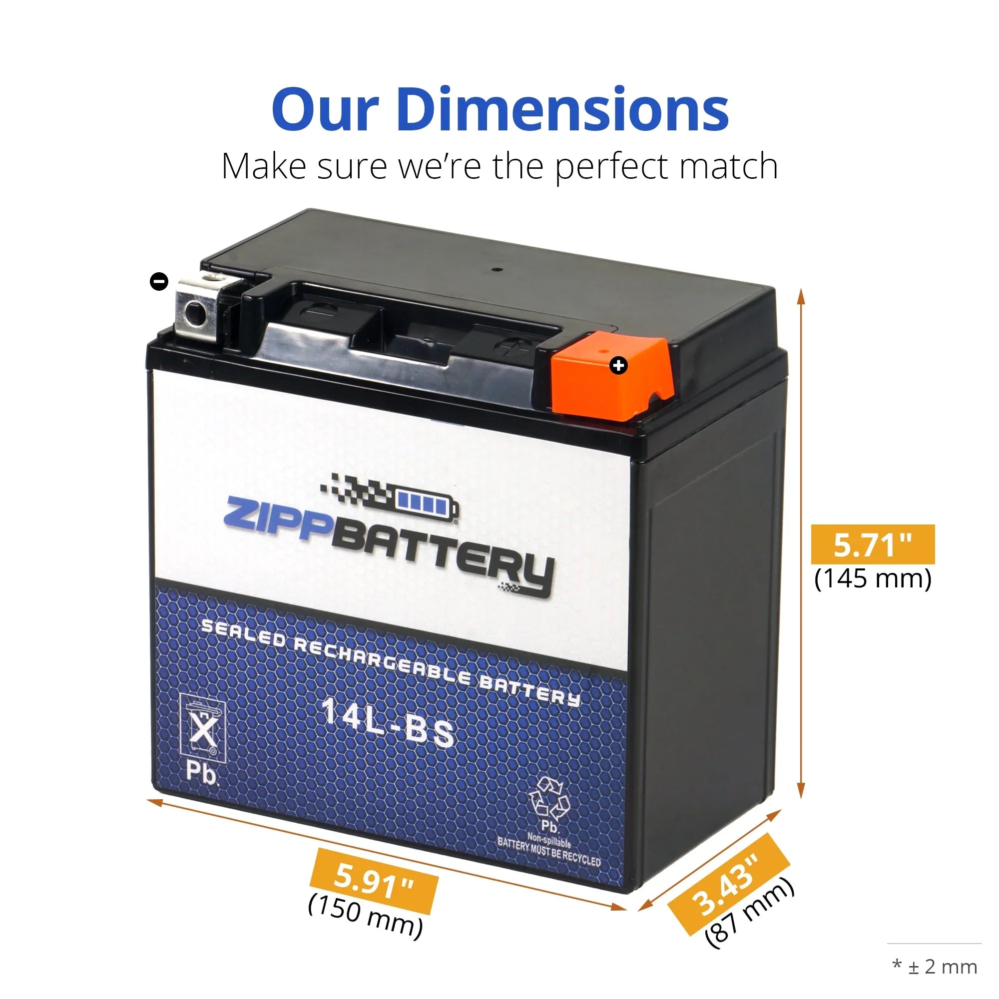 Zipp Battery Ytx14l-bs (14l-bs 12 Volts,12 Ah, 200 Cca) Motorcycle Battery for Harley-davidson 1200cc Xl Xlh Sizeportster 2007