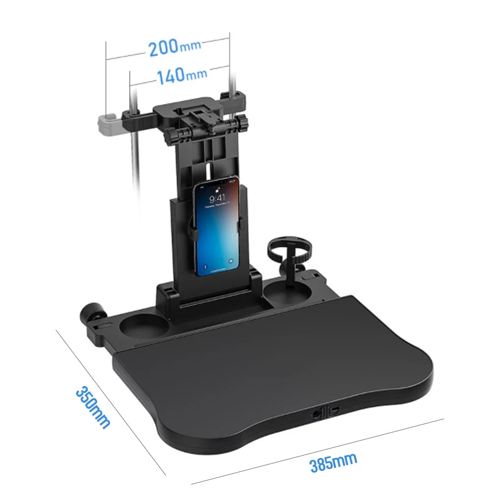 Aibecy Adjustable Car Sizeeat Travel Table Multifunctional Foldable Car Back Sizeeat Food Tray, Car Table with Phone Holder for Working, Writing, Eating Black
