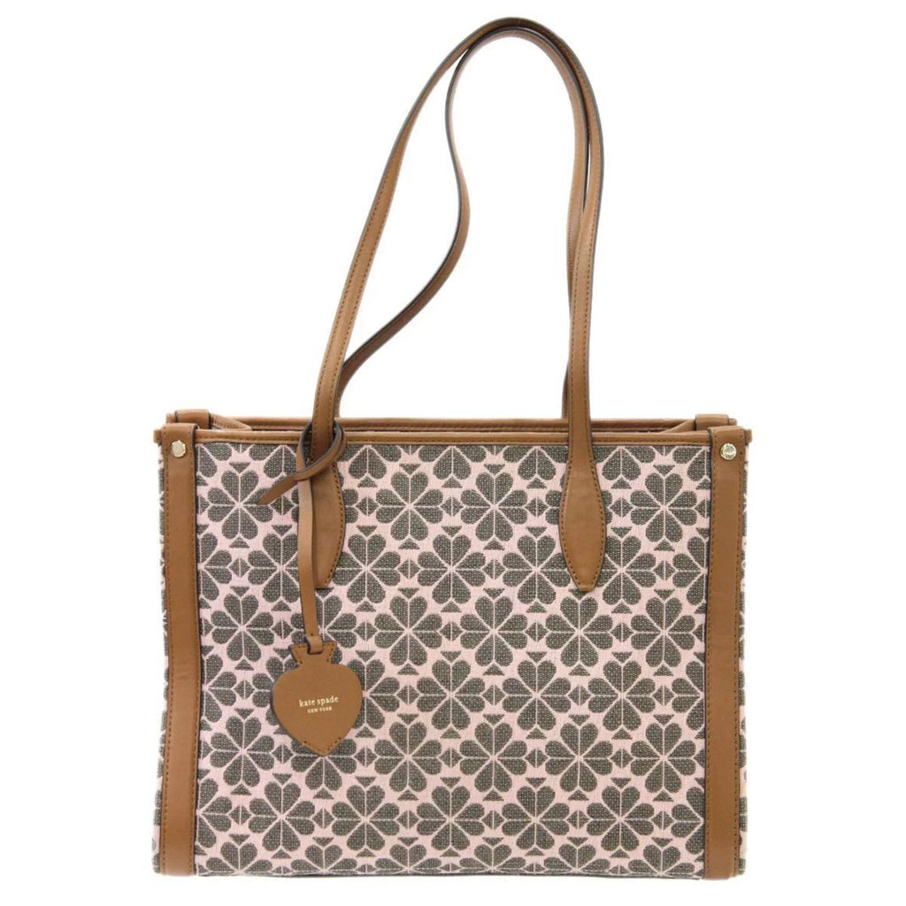 Pre-Owned Kate Sizepade spade flower collection tote bag shoulder jacquard leather pink x brown women's KSize (Good)