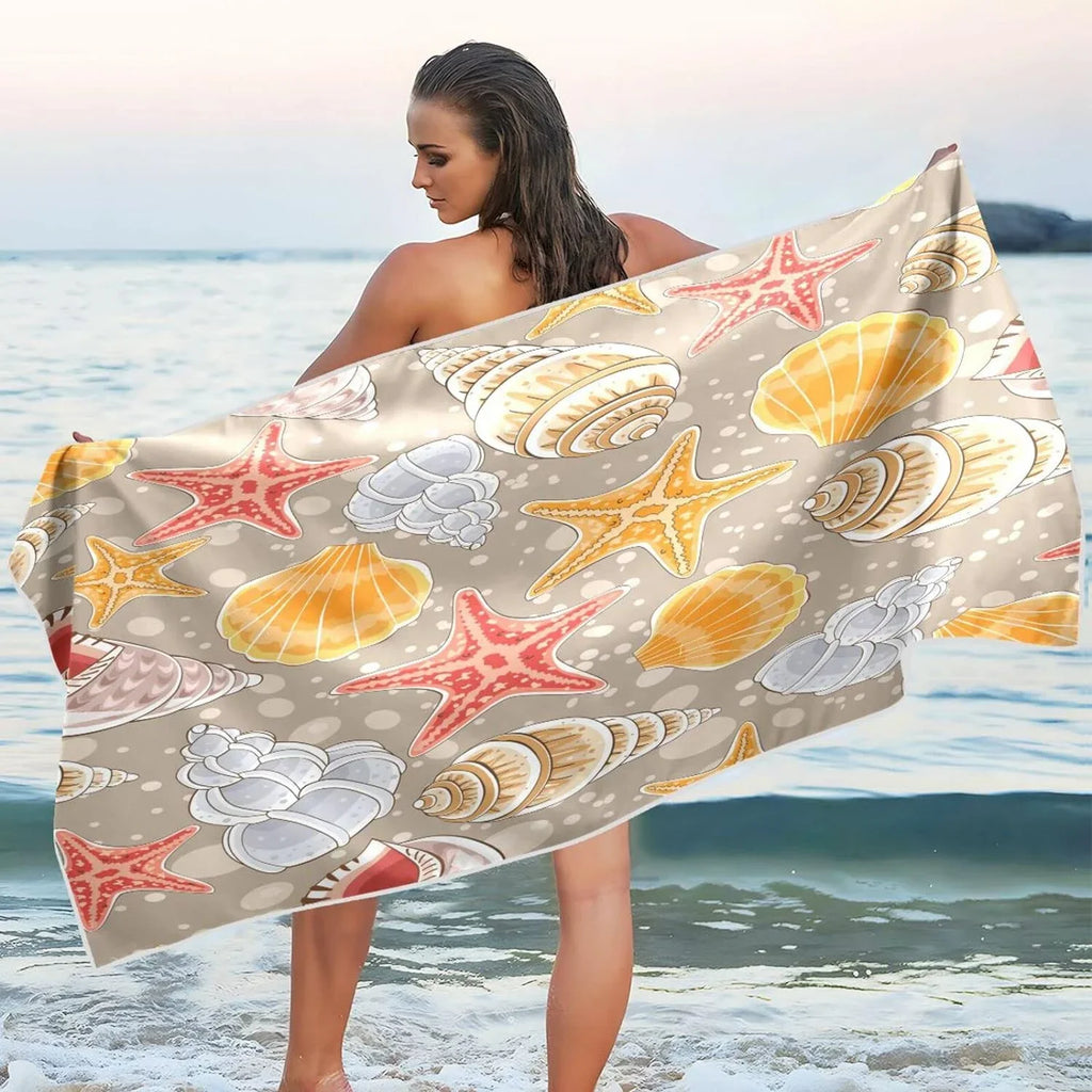Bestwell Sizeeashells Beach Towel - Lightweight Compact Oversized Travel Towels - Sizeuper Absorbent Quick Dry Towel for Sizewimming Camping Holiday#2