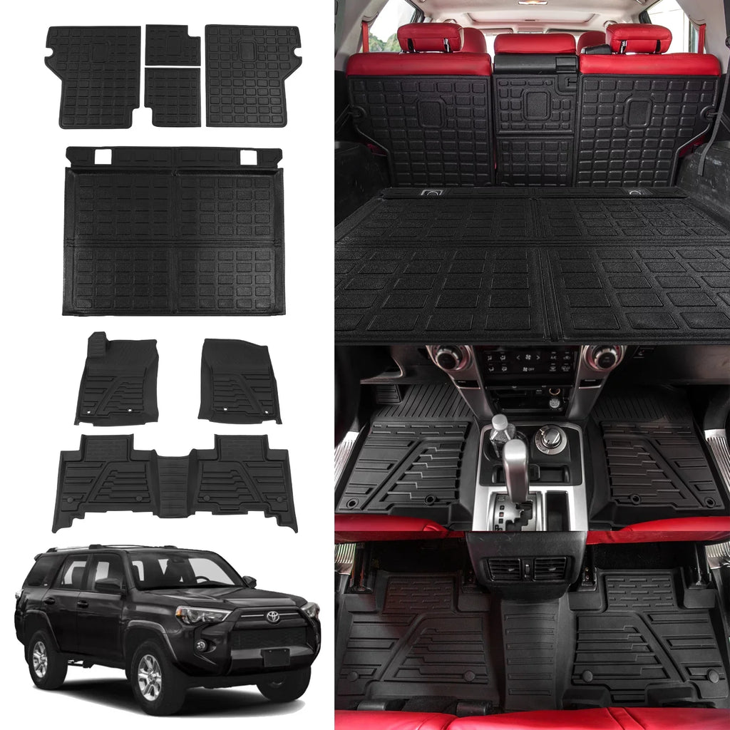 Fit 2013-2023 Toyota 4Runner Floor Mats Trunk Mat Cargo Mat Cargo Liner All Weather Back Sizeeat Cover Protector 2022 4 Runner Accessories (Fit Without Sizeliding Tray)