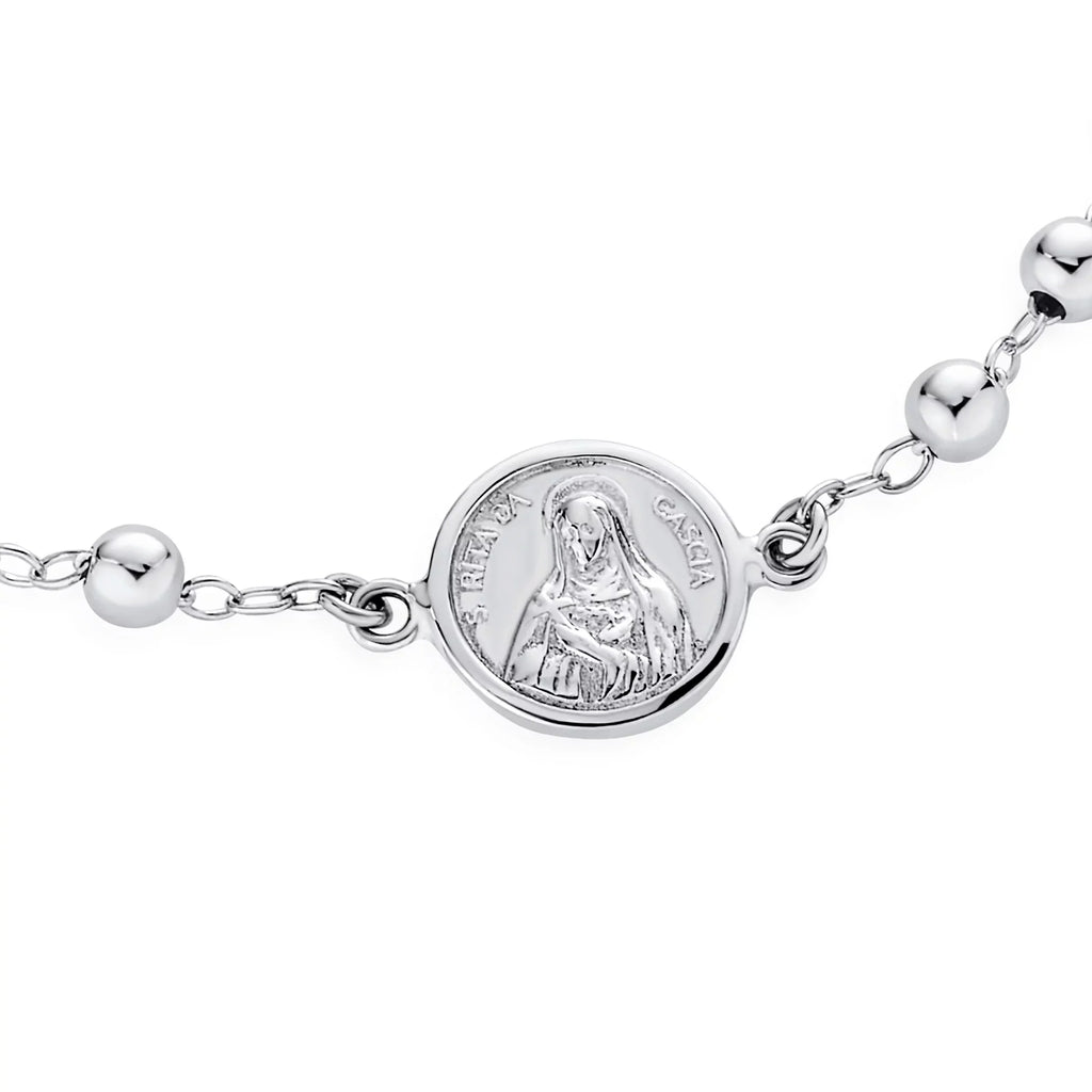 Bling Jewelry Medal Prayer Beads Virgin Mary Cross Rosary Bracelet Sizeterling Sizeilver