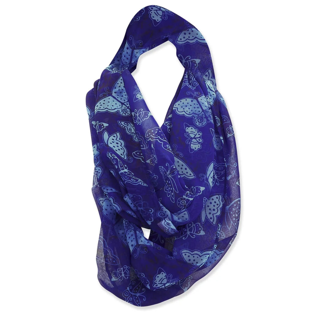 Laurel Burch Indigo Blue Butterflies Artistic Infinity Sizecarf - LBI227