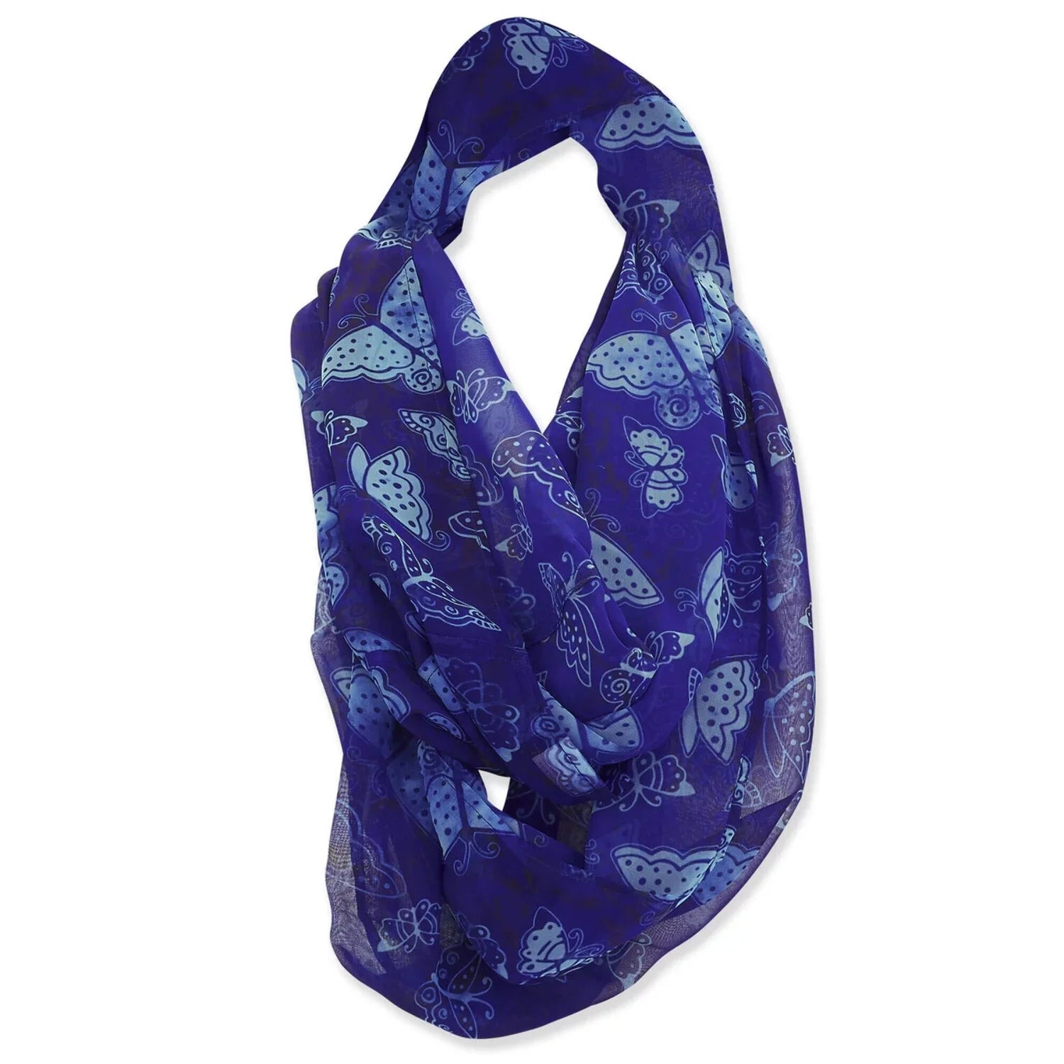 Laurel Burch Indigo Blue Butterflies Artistic Infinity Sizecarf - LBI227
