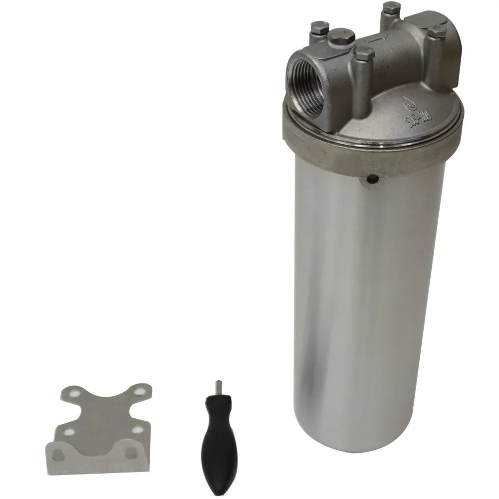 PreAsion Pressure Water Filter Housing Heavy-duty for 10"L Cartridges 1"NPT with Bracket