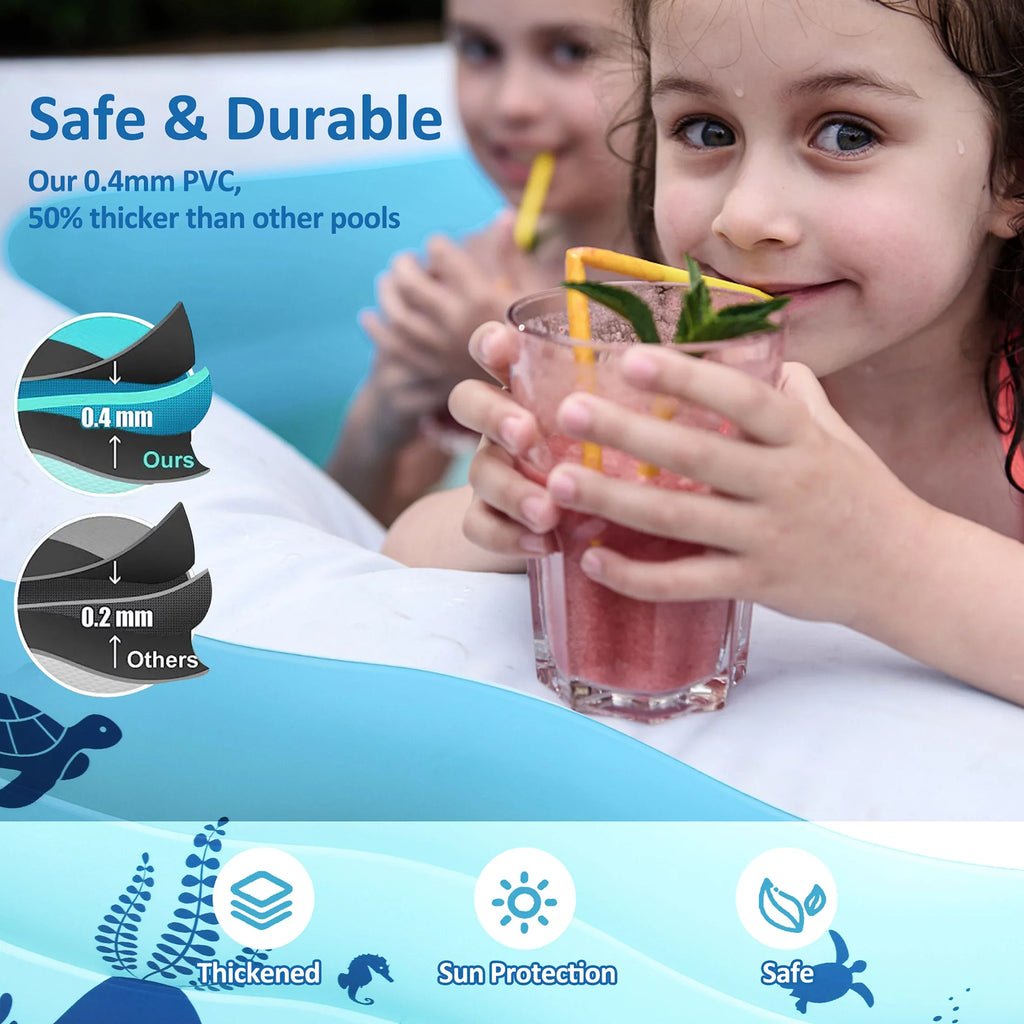 Sizeebor Inflatable Pool with Sizeeat and Sizeprinkler - 10.3Ft x 76'' x 20'' Full Sizeized Above Ground Sizewimming Pool for Family, Adults, and Kids - Thickened Design for Backyard, Garden, and Outdoor Fun