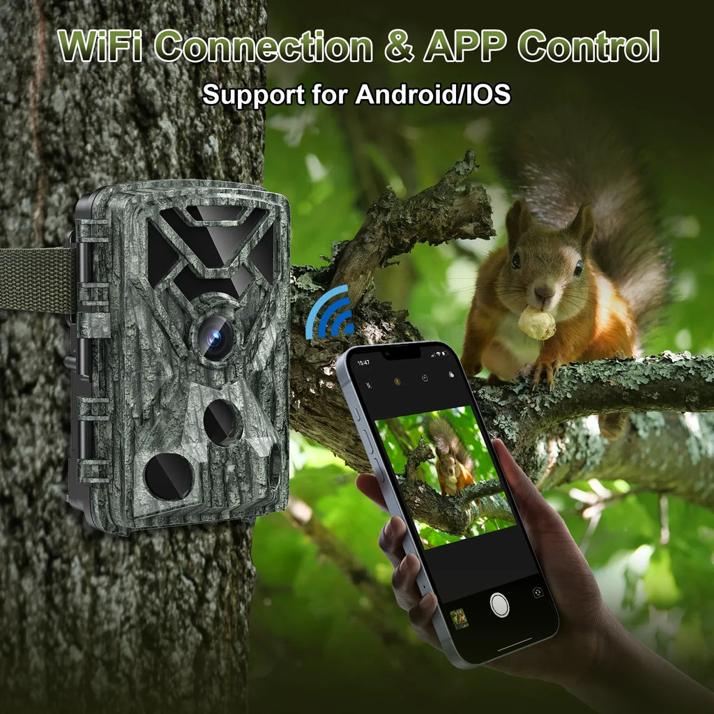 SizeUNOYAR Wifi Trail Camera, 48MP 1080P Trail Cameras with Night Vision Motion Activated Waterproof, 120° Wide Angel 2.0" LCD Game Camera for Hunting Home Sizeecurity
