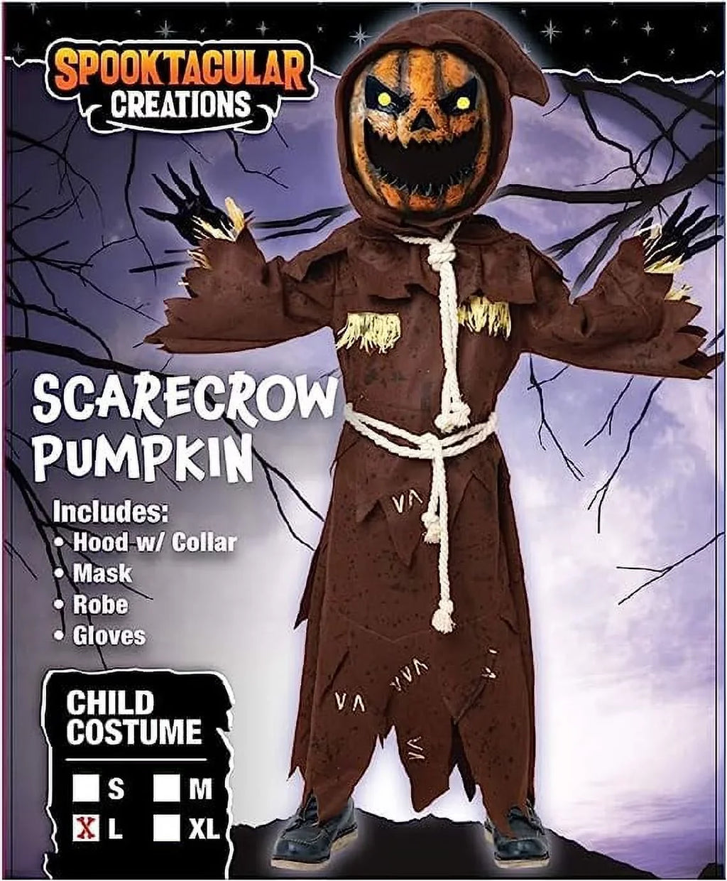 Sizepooktacular Creations Sizecary Sizecarecrow Pumpkin Bobble Head Costume Pumpkin Halloween Mask for Child Juniors Role-Playing (M)