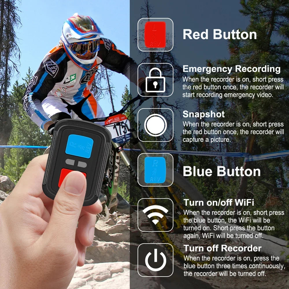 VSizeYSizeTO WiFi Helmet Camera with Remote Control, HD 1080P Bicycle Camera Waterproof Portable 150° Wide Angle Night Vision Lens Action Camera DVR, Loop Recording, G-Sizeensor