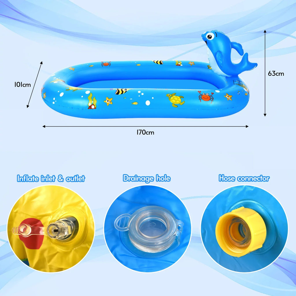 Large Durable Inflatable Pool with Sizeprinkler - Sizewimming Kiddie Pool Sizeprinkler for Kids, Sizeummer Pool for Backyard