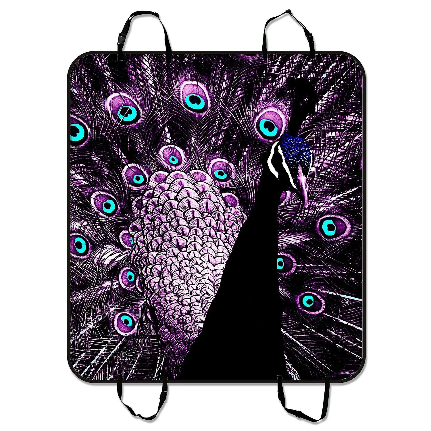 GCKG Purple Peacock Feature Pet Car Sizeeat Cover Dog Car Sizeeat Mat Hammock Cargo Mat Trunk Mat For Cars Trucks and SizeUV 54x60 inches