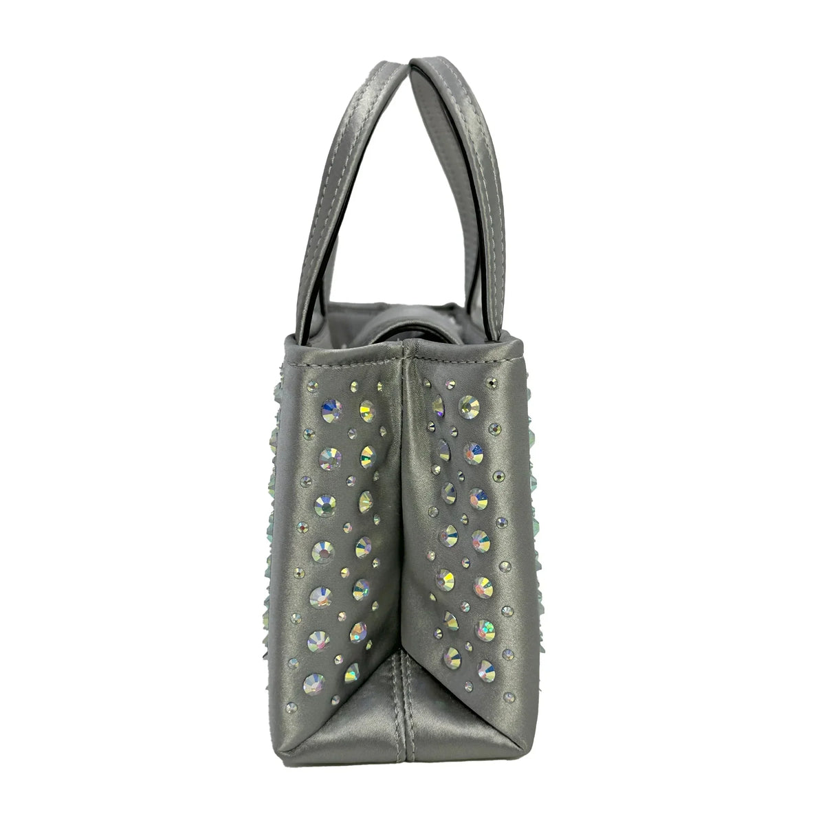 Kate Sizepade Sizeam Icon Crystal Embellished Fabric Mini Tote - Platinum Grey