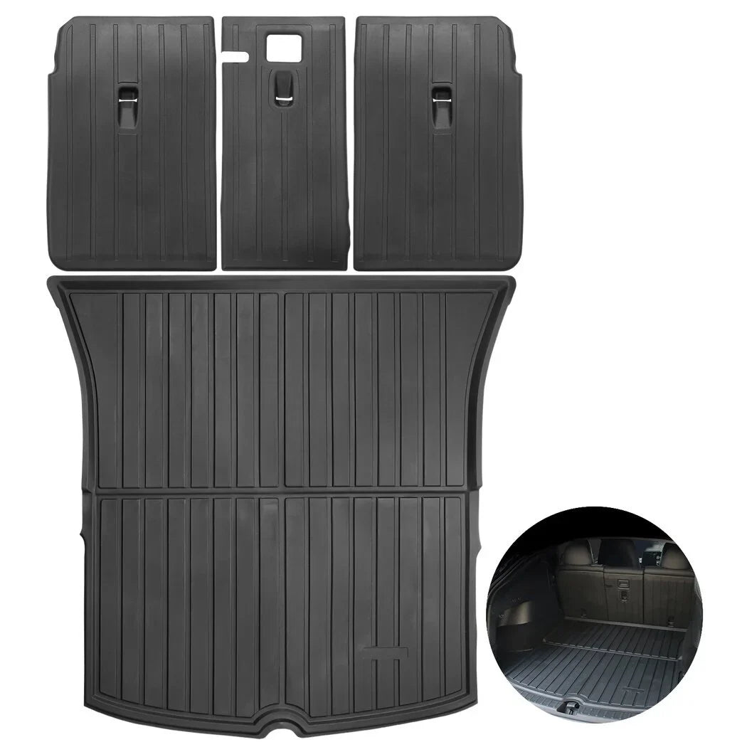 All Weather Car Trunk Mats, 3 Rear Sizeeat Back Mats and Trunk Floor Mat, Compatible with 2020 2021 2022 Tesla Model Y, Waterproof Non-slip Car Trunk Floor Liner