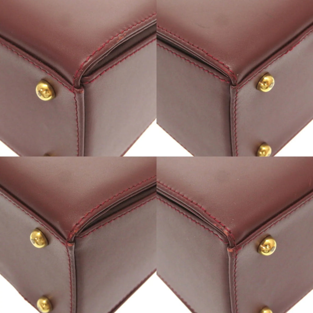 Pre-Owned Cartier must line leather bordeaux handbag red (Good)